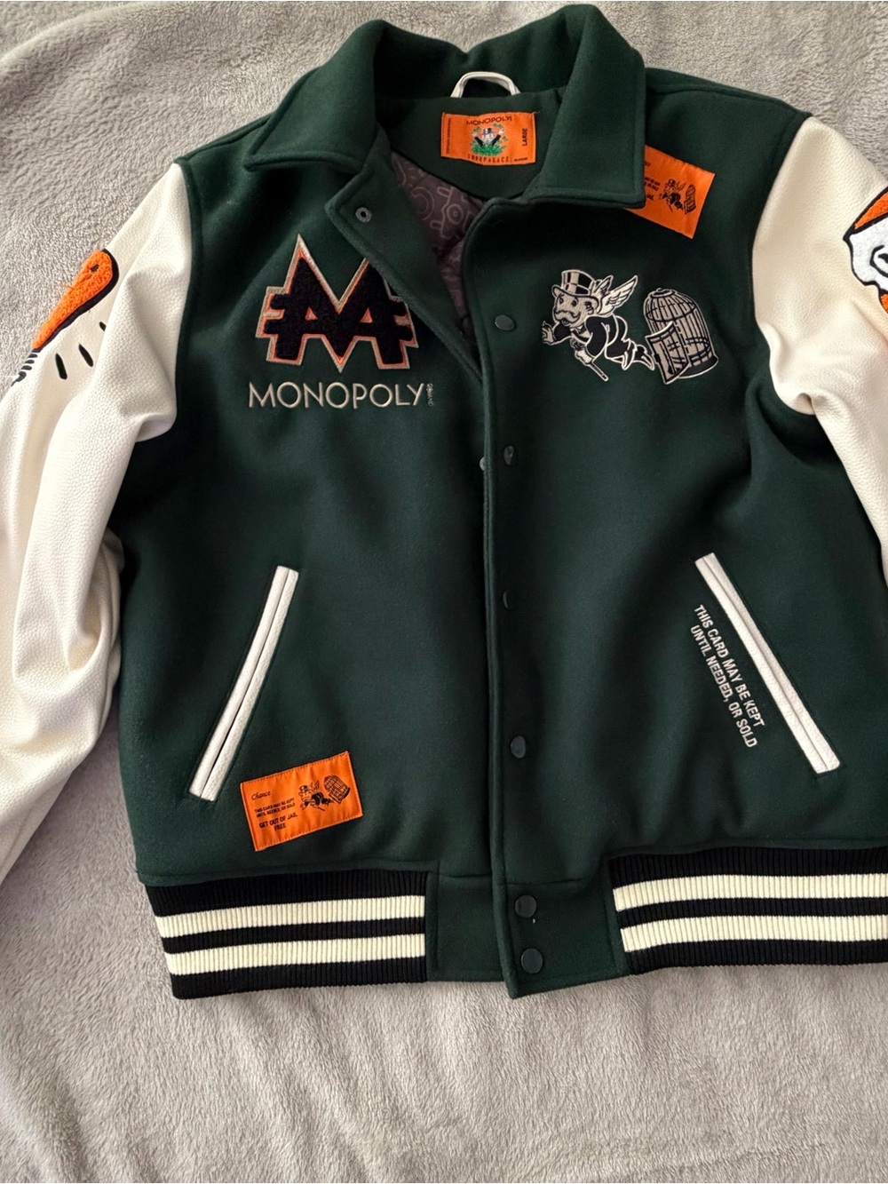 Men's Green & White Varsity Jacket